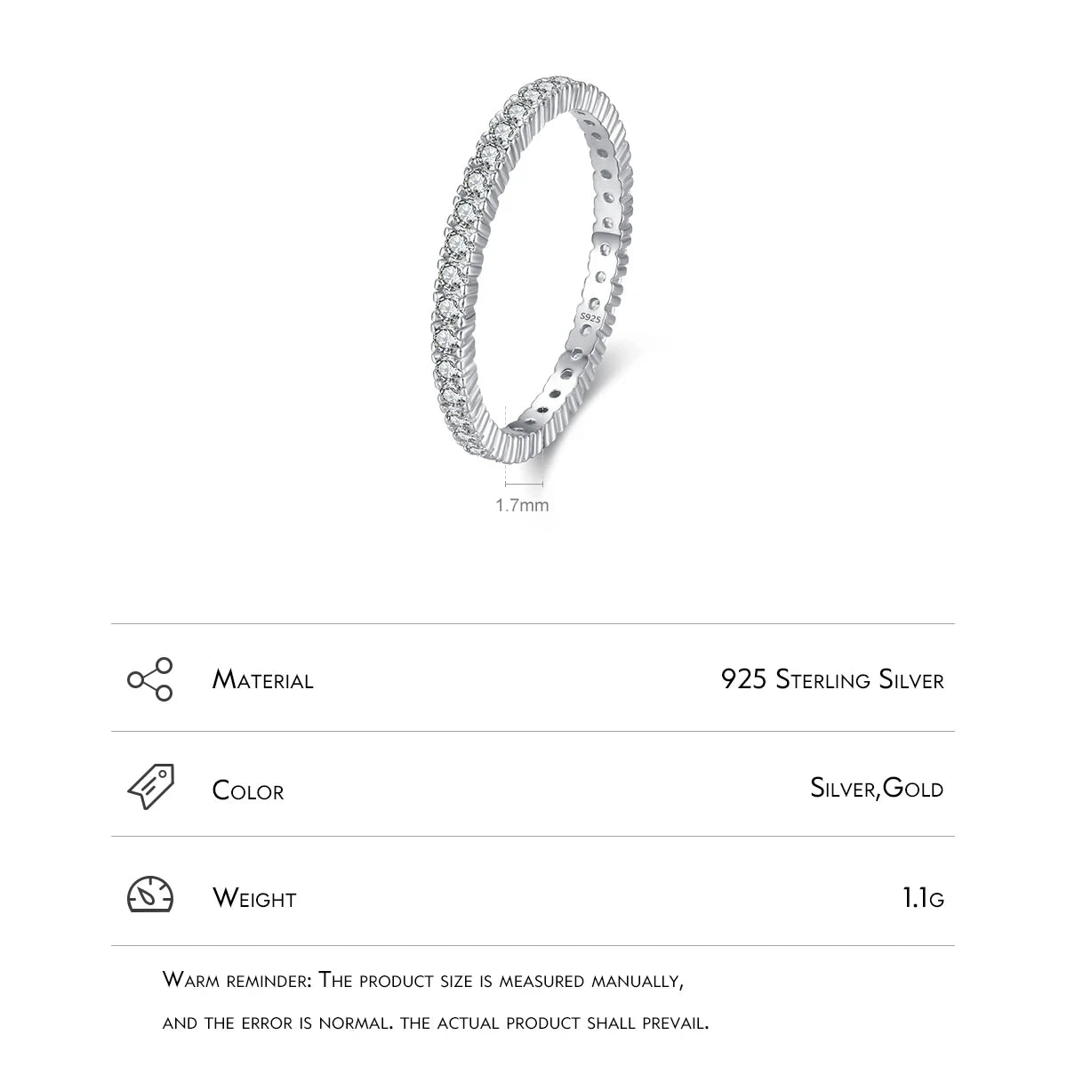 Sterling Silver Engagement Band Ring