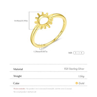 Gold Sterling Silver Classic Sun Ring