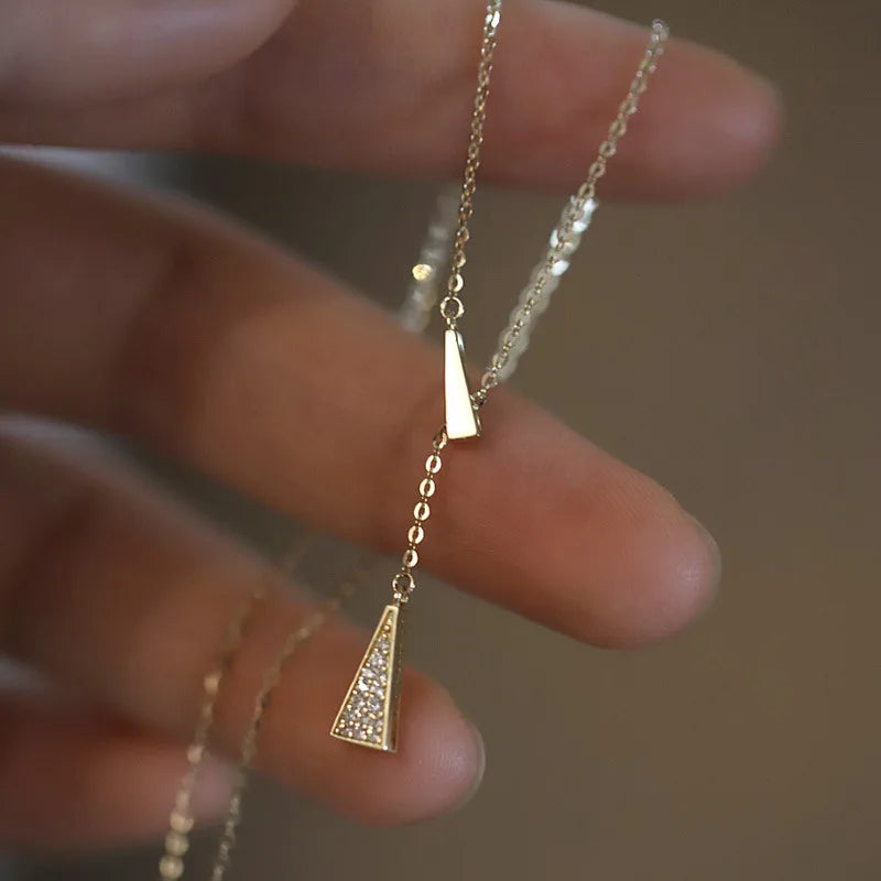 Gold Plated Triangle Pendant Necklace