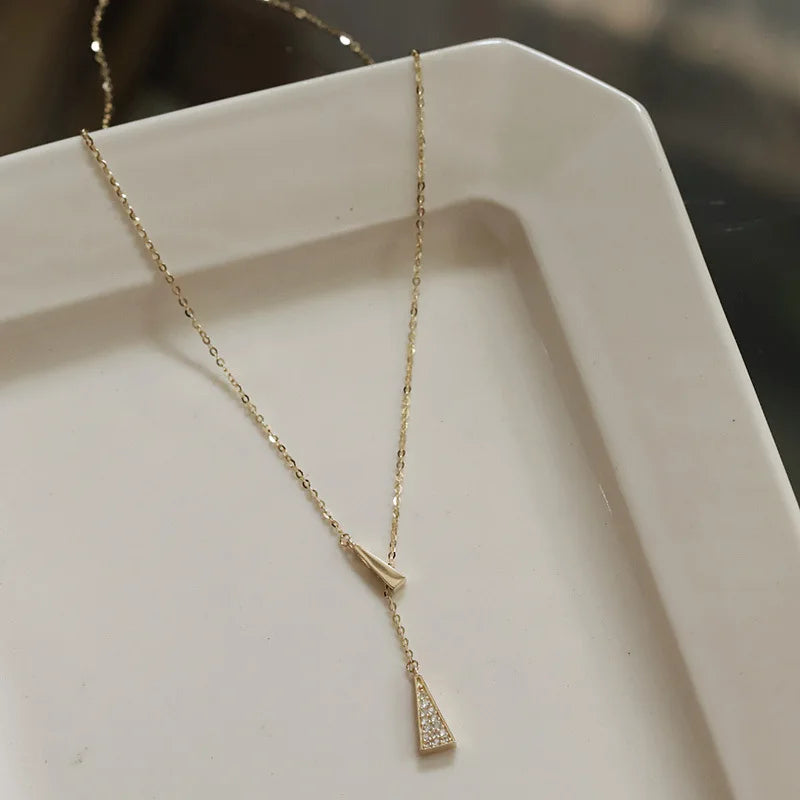 Gold Plated Triangle Pendant Necklace