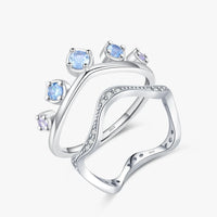 Sterling Silver Cubic Zirconia Crown Stackable Ring Set