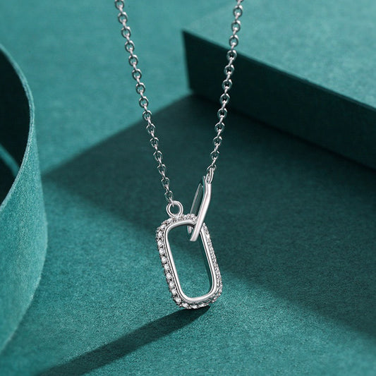 Sterling Silver Cubic Zirconia Interlocking Necklace