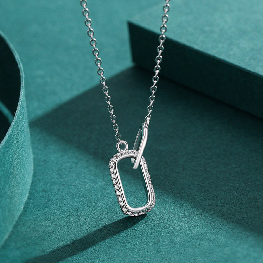 Sterling Silver Cubic Zirconia Interlocking Necklace