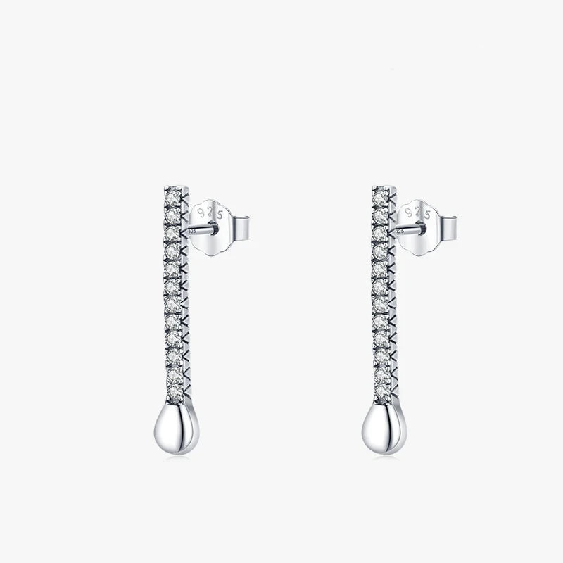Sterling Silver Long Line Stud Earrings