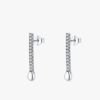 Sterling Silver Long Line Stud Earrings