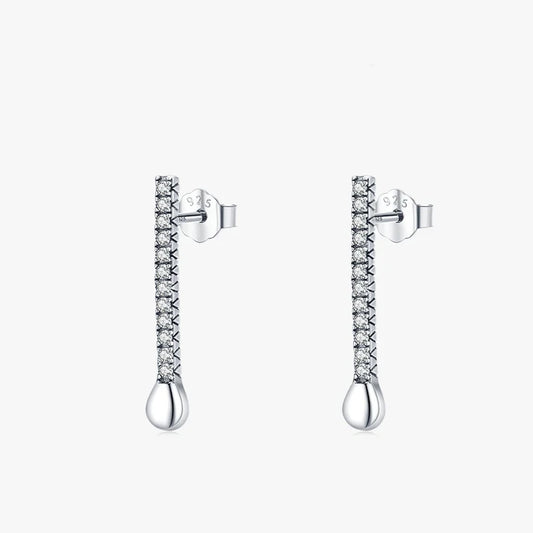 Sterling Silver Long Line Stud Earrings