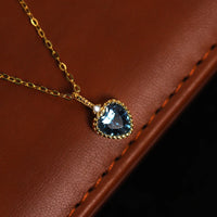 Sterling Silver Blue Heart Pendant Necklace