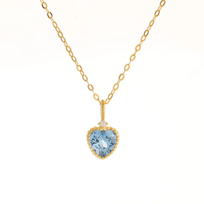 Sterling Silver Blue Heart Pendant Necklace