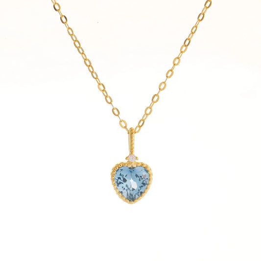 Sterling Silver Blue Heart Pendant Necklace