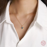 Sterling Silver Blue Heart Pendant Necklace