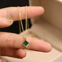 Gold Plated Sterling Silver Vintage Green Necklace