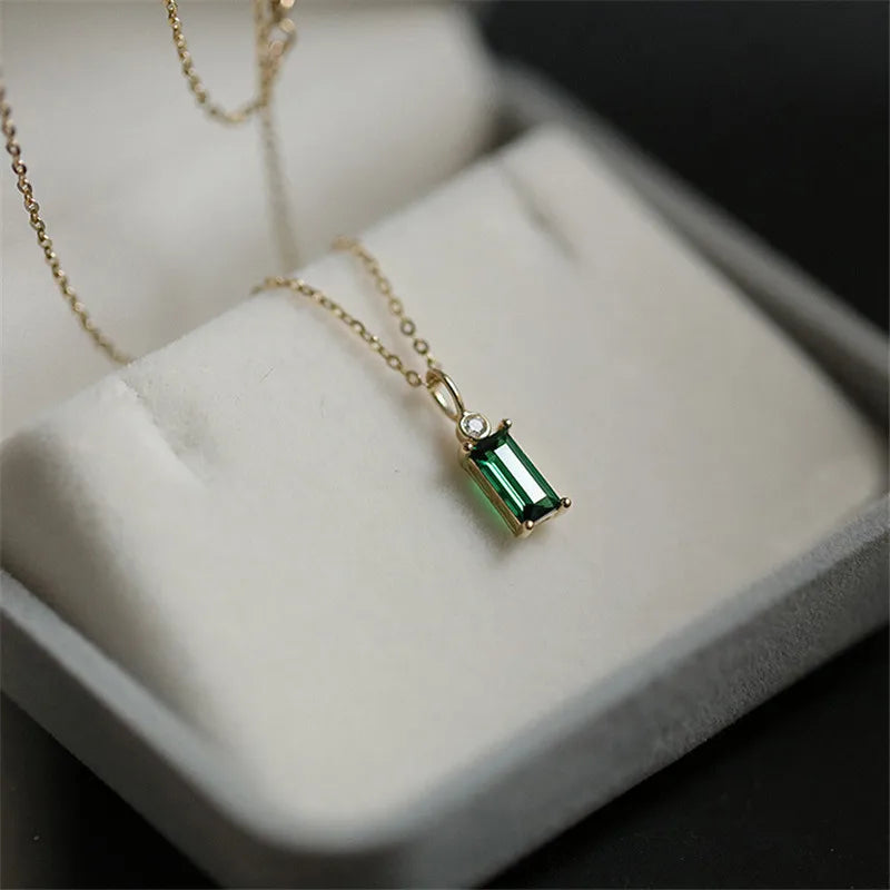 Sterling Silver Green Pendant Necklace