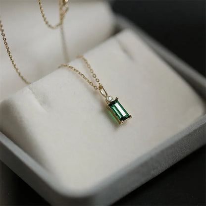 Sterling Silver Green Pendant Necklace