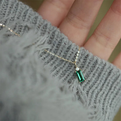 Sterling Silver Green Pendant Necklace