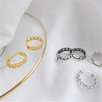 Sterling Silver Chain Hoop Earrings in Gold