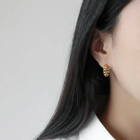 Sterling Silver Chain Hoop Earrings in Gold