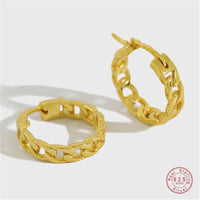Sterling Silver Chain Hoop Earrings in Gold