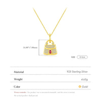 Gold Plated Sterling Silver Bag Pendant Necklace