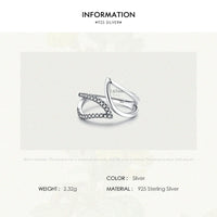 Hollow Leaf Ring in Sterling Silver with Cubic Zirconia