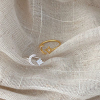 Gold Plated Sterling Silver Star & Moon Open Ring