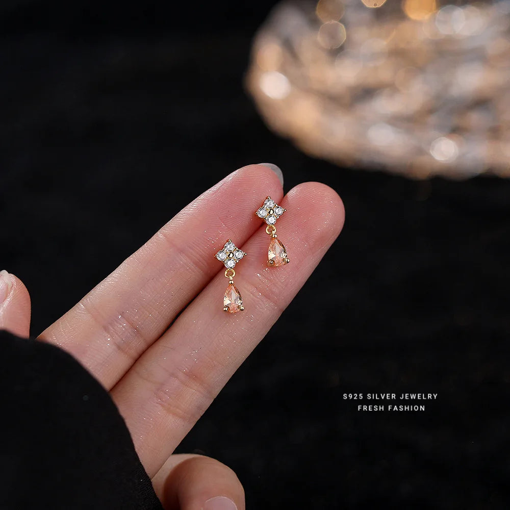 Sterling Silver Mini Flower Drop Earrings