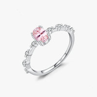 Sterling Silver Created Oval Rose Quartz Ring