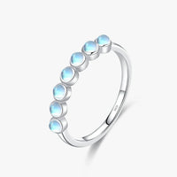 Sterling Silver Round Moonstone Ring