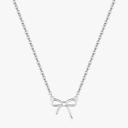 Sterling Silver Bowknot Pendant Necklace