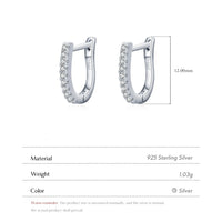 Silver U Shape Earrings with Cubic Zirconia
