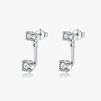 Sterling Silver Cubic Zirconia Front Back Earrings
