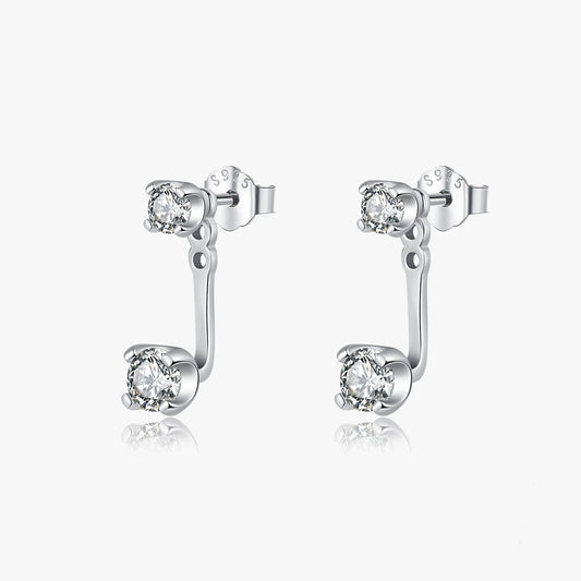 Sterling Silver Cubic Zirconia Front Back Earrings