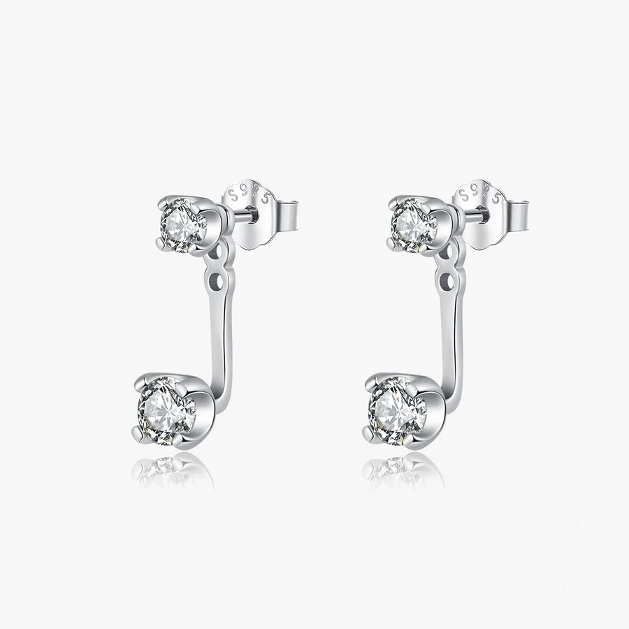 Sterling Silver Cubic Zirconia Front Back Earrings