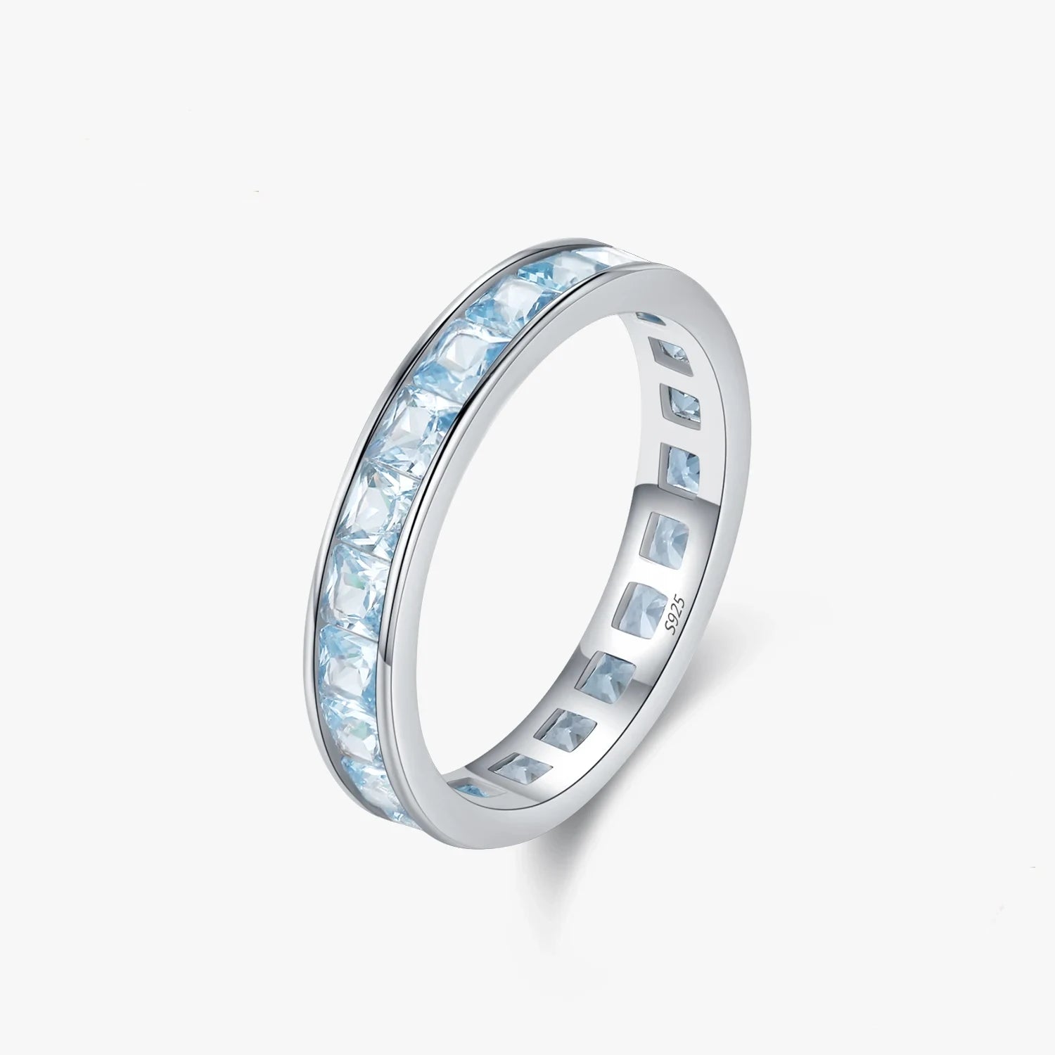 Sterling Silver Blue Princess Eternity Ring