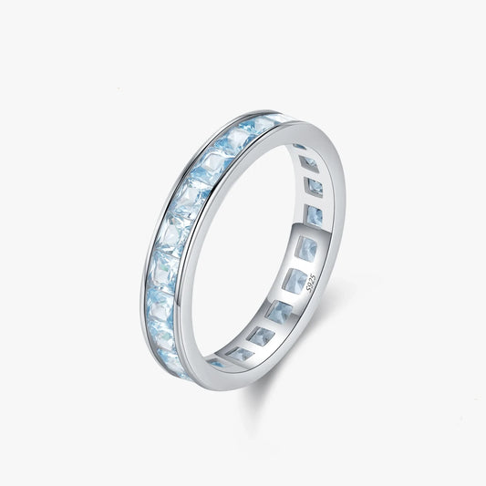 Sterling Silver Blue Princess Eternity Ring