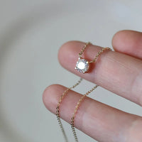 Gold Plated Sterling Silver Cubic Zirconia Solitaire Necklace
