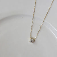 Gold Plated Sterling Silver Cubic Zirconia Solitaire Necklace