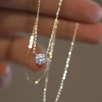 Gold Plated Sterling Silver Cubic Zirconia Solitaire Necklace