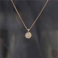 Gold Plated Mini Pave Disc Necklace