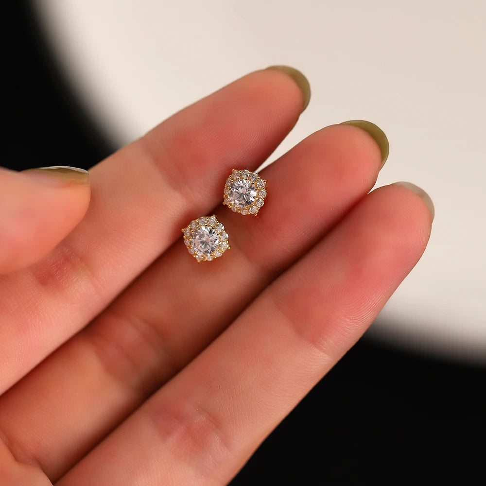 Sterling Silver Cubic Zirconia Stud Earrings