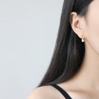 Sterling Silver Pearl Geometric Line Stud Earrings
