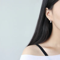 Sterling Silver Pearl Geometric Line Stud Earrings