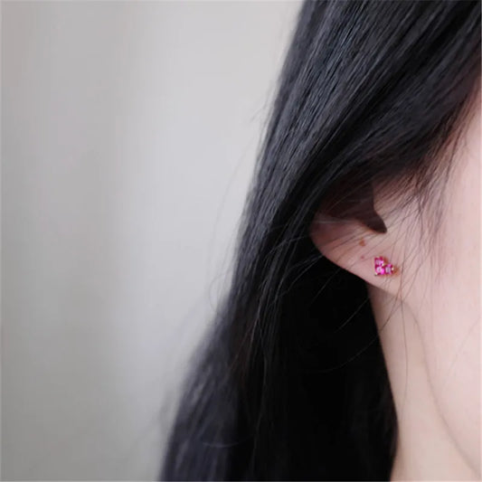 Sterling Silver Red Heart Earrings