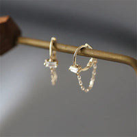 Gold Plated Sterling Silver Baguette Chain Earrings