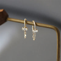 Gold Plated Sterling Silver Baguette Chain Earrings