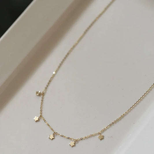 Gold Plated Sterling Silver Star Choker Necklace