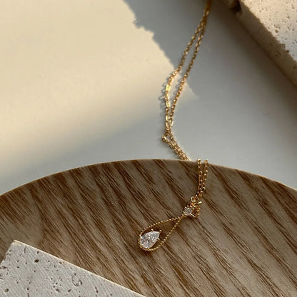 Gold Plated Sterling Silver Drop Pendant Necklace