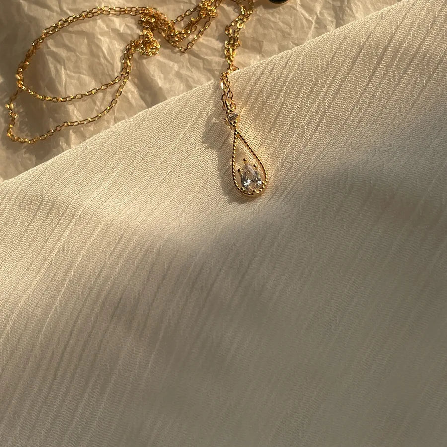 Gold Plated Sterling Silver Drop Pendant Necklace