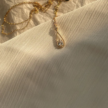 Gold Plated Sterling Silver Drop Pendant Necklace