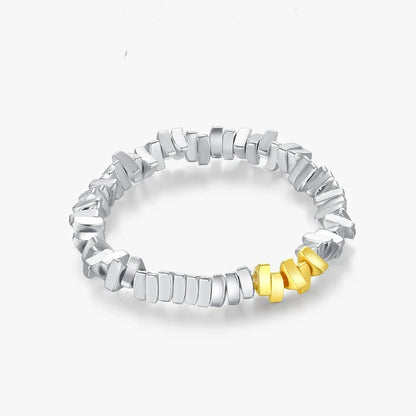Gold Plated Sterling Silver Irregular Beads Ring