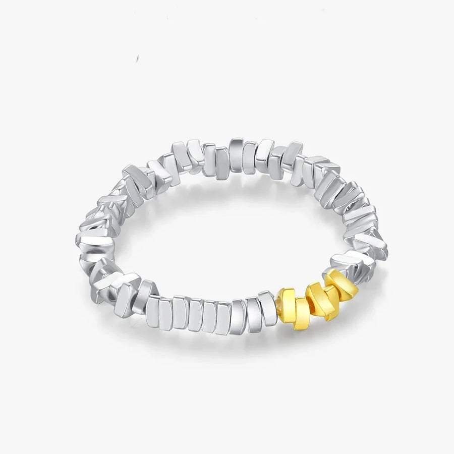 Gold Plated Sterling Silver Irregular Beads Ring